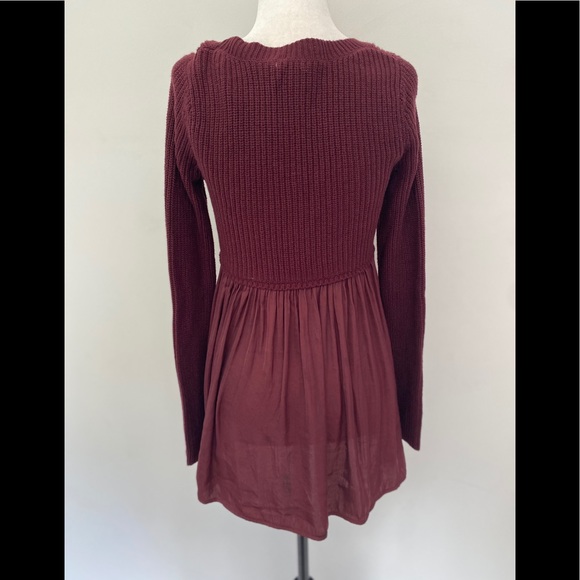 NWT Urban Outfitters Burgundy Sheer/knit Sweater - Picture 5 of 9